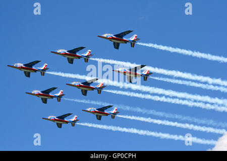 Patrouille de France l'équipe de démo arrivant à la Force aérienne royale des Pays-Bas en 2009 Jours Banque D'Images