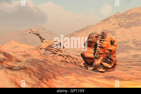 Un Tyrannosaure squelette fossile. Banque D'Images