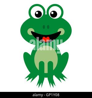 Smiling Green Frog Cartoon Illustration de Vecteur