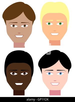 Ensemble de visages masculins Illustration de Vecteur