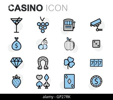 Vector flat line casino icons set Illustration de Vecteur