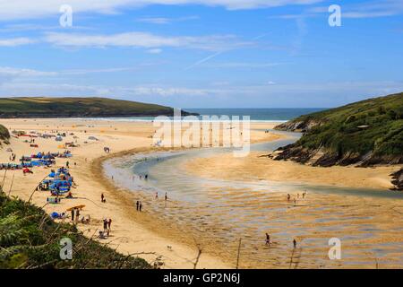 Une vue de la rivière près de l'estuaire Gannel Newquay en Cornouailles, Angleterre, RU Banque D'Images