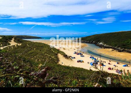 Une vue de la rivière près de l'estuaire Gannel Newquay en Cornouailles, Angleterre, RU Banque D'Images