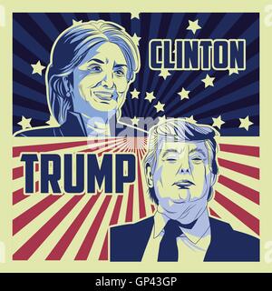 Trump et Clinton Presidential Election Illustration de Vecteur