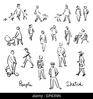 Casual People croquis. Dessin à la main contour vector Illustration Illustration de Vecteur