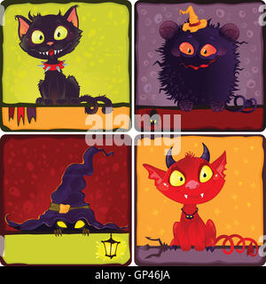 Des monstres de l'Halloween. Cartoon Halloween jeu de caractères inhabituels. Banque D'Images