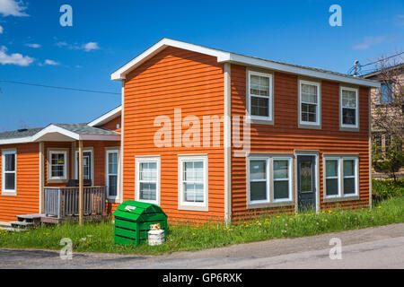 Une boîte de sel accueil dans le village de pêcheurs sur l'île Fogo Fogo, Terre-Neuve et Labrador, Canada. Banque D'Images