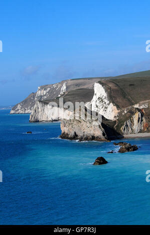 Swyre la tête la tête et bat sur la côte jurassique du Dorset, UK Banque D'Images