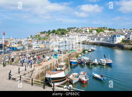 Brixham Harbour, Brixham Devon bateaux de pêche sur Brixham Quay Brixham Harbour Brixham Devon Angleterre GB Europe Banque D'Images