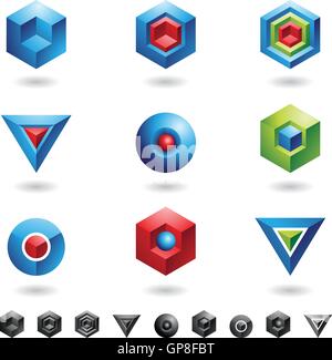 Sphères, cubes, triangles et des formes en trois dimensions Illustration de Vecteur