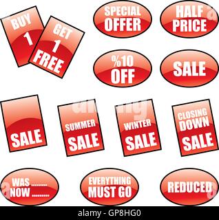 Vente promotionnelle des étiquettes et autocollants set Illustration de Vecteur