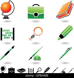 Icônes d'enseignement et des éléments de conception isolated on white Illustration de Vecteur