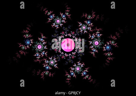 L'art fractal, mandala, papier peint, décoration, d'impression pour vêtements, parure, rêve, concept, rendre, flash, explosion, unique, Banque D'Images