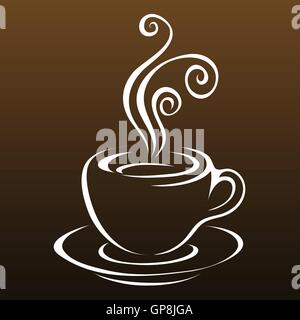 Café art ligne isolé sur brown Illustration de Vecteur