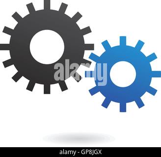Cogs bleu et noir sur fond blanc Illustration de Vecteur