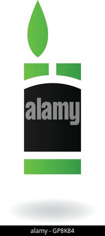 L'art de la ligne vert et noir briquet isolated on white Illustration de Vecteur