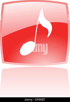 Note de musique brillant en bouton rouge isolated on white Illustration de Vecteur