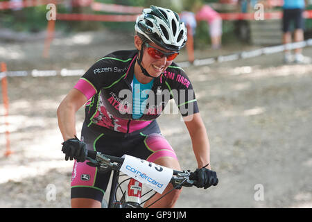 Landquart, Suisse. 3e septembre 2016. Vainqueur lors de la Tamara Burkhardt Grisons mountainbike championnats dans Landquart. Crédit : Rolf Simeon/bildgebend.ch/Alamy Live News. Banque D'Images