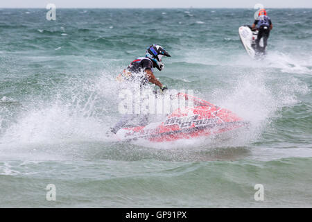 Bournemouth, Dorset, UK. 3 septembre 2016. Grand Prix de la mer à Bournemouth - l'Aqua X Championnats de jetski avec jet racing riders, préparez-vous à combattre pour les titres nationaux dans le championnat final rounds. Credit : Carolyn Jenkins/Alamy Live News Banque D'Images