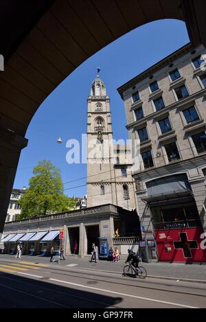 Cathédrale Grossmünster, Zürich, Suisse Banque D'Images