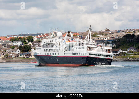 Les croisières Silversea Silver Explorer expedition navire Pembroke Dock au Pays de Galles. Banque D'Images