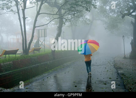 L'image de fille de brume à Mahabaleshwar, Hill Station, New Delhi, Inde Banque D'Images