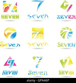 Vector illustration d'icônes pour le nombre sept isolé sur fond blanc Illustration de Vecteur