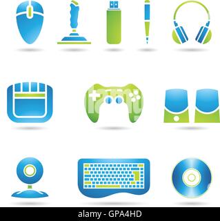 Divers accessoires PC style design graphique Illustration de Vecteur