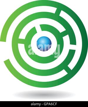 Labyrinthe abstrait élément de design d'icône et de logo Illustration de Vecteur