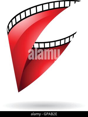 Bobine de Film brillant rouge isolé sur fond blanc Illustration de Vecteur