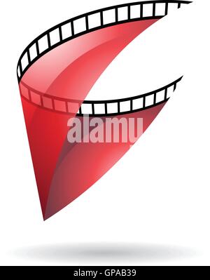 Bobine de Film transparent rouge isolé sur fond blanc Illustration de Vecteur