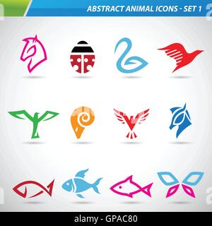 Vector illustration of colorful abstract animal icons Illustration de Vecteur