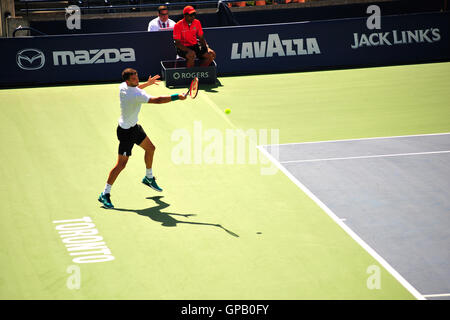 Dimitrov sur cour à la Cup 2016 Tournoi de tennis de Roger à Toronto. Banque D'Images