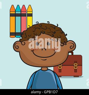 Étudiant école garçon couleurs bagages Illustration de Vecteur