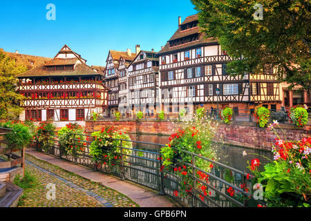 Les maisons à colombages de La Petite France, Strasbourg, France Banque D'Images