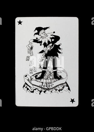 Ancienne carte à jouer (joker) isolées Banque D'Images