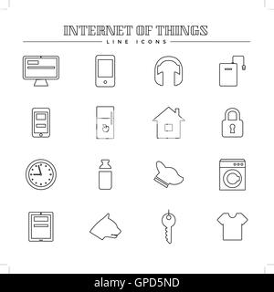 Internet des objets et smart home, line icons set Illustration de Vecteur