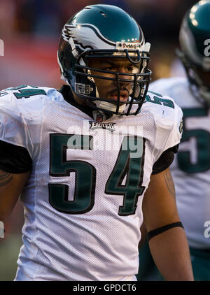 Philadelphia Eagles de secondeur Tracy White (54). Les Redskins de Washington a défait les Philadelphia Eagles 10-3 dans un match de football américain NFL tenue au Fedex Field à Landover, Maryland le Dimanche, Décembre 21, 2008. Banque D'Images