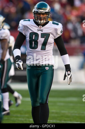 Philadelphia Eagles tight end Brent Celek (87). Les Redskins de Washington a défait les Philadelphia Eagles 10-3 dans un match de football américain NFL tenue au Fedex Field à Landover, Maryland le Dimanche, Décembre 21, 2008. Banque D'Images