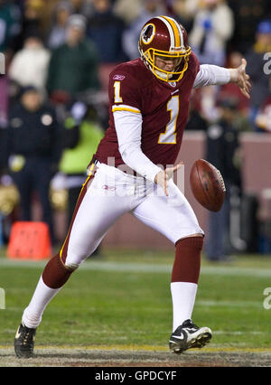 Redskins de Washington punter Ryan Plackemeier (1). Les Redskins de Washington a défait les Philadelphia Eagles 10-3 dans un match de football américain NFL tenue au Fedex Field à Landover, Maryland le Dimanche, Décembre 21, 2008. Banque D'Images