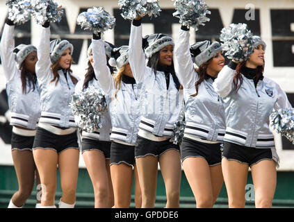 Décembre 13, 2009 ; Oakland, CA, USA ; Oakland Raiderettes cheerleaders avant le match contre les Redskins de Washington à Oakland-Alameda County Coliseum. Oakland 34-13 Washington défait. Banque D'Images