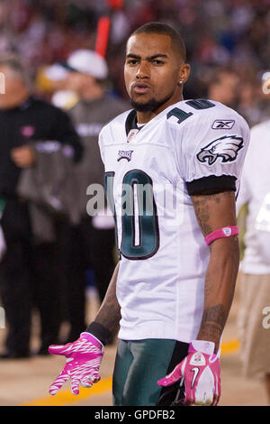 10 octobre 2010, San Francisco, CA, USA ; Philadelphia Eagles receveur DeSean Jackson (10) après le match contre les San Francisco 49ers à Candlestick Park. L'Eagles défait les 49ers 27-24. Banque D'Images