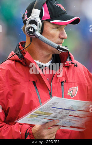 Le 24 octobre 2010, Seattle, WA, USA ; Arizona Cardinals entraîneur ken whisenhunt en marge au cours du deuxième trimestre contre les Seattle Seahawks à Qwest Field. Banque D'Images