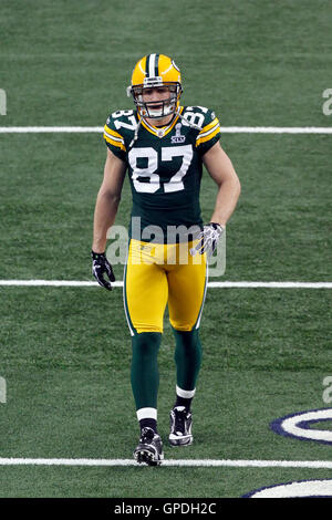 Feb 6, 2011, à Arlington, TX, États-Unis d'Amérique ; Green Bay Packers wide receiver Jordy Nelson (87) se réchauffe avant le Super Bowl XLV contre les Steelers de Pittsburgh au Cowboys Stadium. Banque D'Images