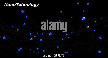 3d illustration d'un symbole de la nanotechnologie sur fond noir Banque D'Images