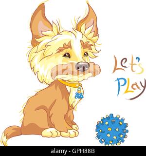 Drôle de scénario shaggy chiot veut jouer Illustration de Vecteur