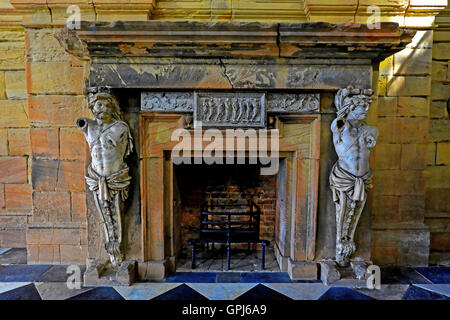 Seaton Delaval Hall superbe cheminée Banque D'Images