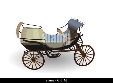 Vieux wagon pour les chevaux. Isolé sur fond blanc. Illustration de Vecteur