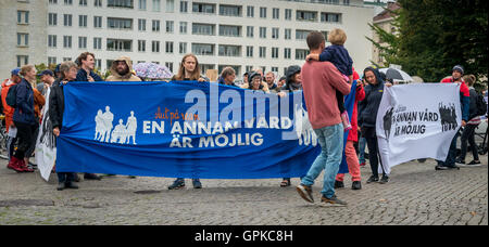 Malmö, Suède. Le 4 septembre, 2016. Des manifestations contre les coupures dans le domaine des soins de santé publique à travers la Suède, ici à Malmö. Tommy Lindholm/Alamy Live News. Banque D'Images