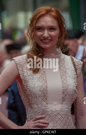 St Austell, Cornwall, Royaume-Uni. 4 septembre 2016. SÉRIE POLDARK 2 PREMIER. Aidan Turner et Eleanor Tomlinson lors de la première projection de la série à succès de BBC ONE of Poldark au White River Cinema, St Austell, Cornwall, 4 septembre 2016. Credit: MPAK / Alamy Live News Banque D'Images